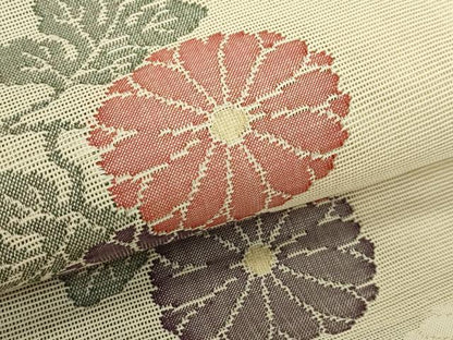 平和屋着物＊夏物　八寸名古屋帯　菊舞蝶文　金銀糸　正絹　逸品　CABK7112rv