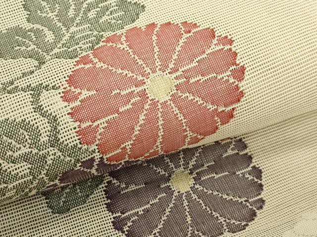 平和屋着物＊夏物　八寸名古屋帯　菊舞蝶文　金銀糸　正絹　逸品　CABK7112rv
