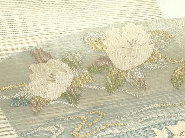 平和屋着物＊夏物　八寸名古屋帯　絽綴れ　流水草花文　金銀糸　正絹　逸品　CABK7115rv