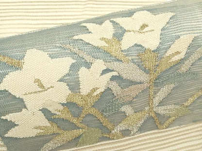 平和屋着物＊夏物　八寸名古屋帯　絽綴れ　流水草花文　金銀糸　正絹　逸品　CABK7115rv