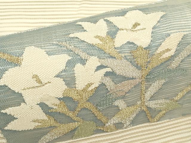 平和屋着物＊夏物　八寸名古屋帯　絽綴れ　流水草花文　金銀糸　正絹　逸品　CABK7115rv