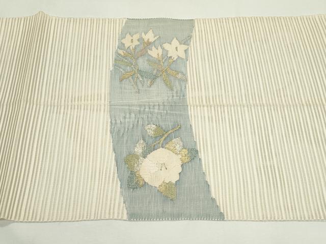 平和屋着物＊夏物　八寸名古屋帯　絽綴れ　流水草花文　金銀糸　正絹　逸品　CABK7115rv