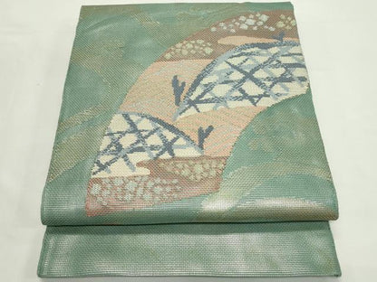 平和屋着物＊夏物　太鼓柄袋帯　立波地紙籬文様　金銀糸　正絹　逸品　CABK7124rv