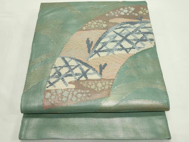 平和屋着物＊夏物　太鼓柄袋帯　立波地紙籬文様　金銀糸　正絹　逸品　CABK7124rv
