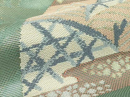 平和屋着物＊夏物　太鼓柄袋帯　立波地紙籬文様　金銀糸　正絹　逸品　CABK7124rv