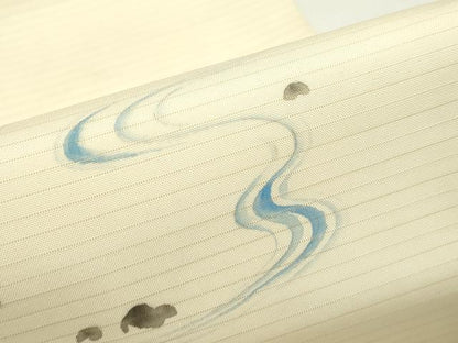 平和屋着物＊夏物　絽塩瀬　九寸名古屋帯　手描き　唐子　正絹　逸品　CABK7128rv