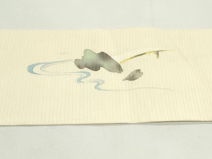 平和屋着物＊夏物　絽塩瀬　九寸名古屋帯　手描き　唐子　正絹　逸品　CABK7128rv