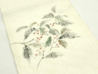平和屋着物＊夏物　九寸開き名古屋帯　手描き　南天文　正絹　逸品　CABK7129rv