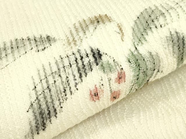 平和屋着物＊夏物　九寸開き名古屋帯　手描き　南天文　正絹　逸品　CABK7129rv