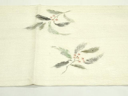 平和屋着物＊夏物　九寸開き名古屋帯　手描き　南天文　正絹　逸品　CABK7129rv
