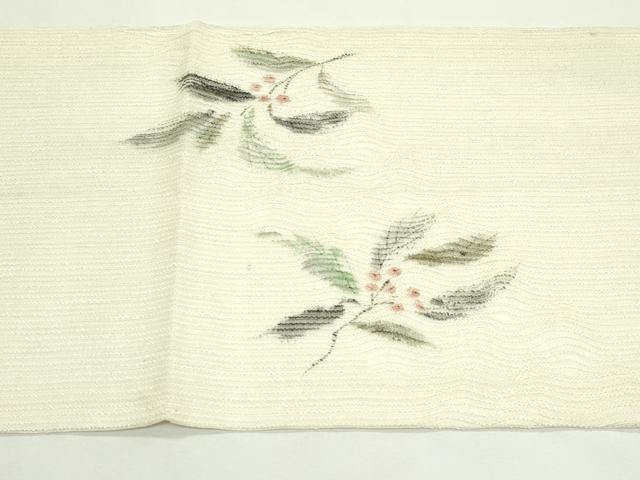 平和屋着物＊夏物　九寸開き名古屋帯　手描き　南天文　正絹　逸品　CABK7129rv