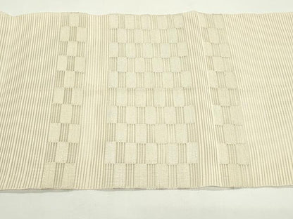 平和屋着物＊夏物　八寸名古屋帯　絽綴れ　市松文様　金銀糸　正絹　逸品　CABK7131rv