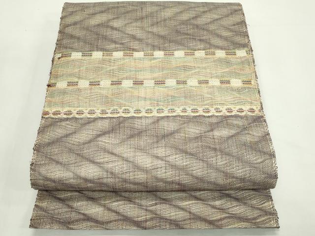 平和屋着物＊夏物　八寸名古屋帯　横段文　正絹　逸品　CABK7133rv