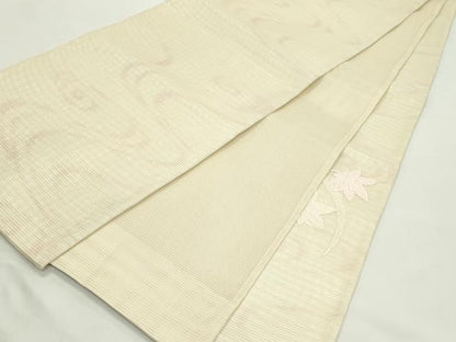 平和屋着物＊夏物　太鼓柄袋帯　芝草楓文　銀糸　正絹　逸品　CABK7136rv