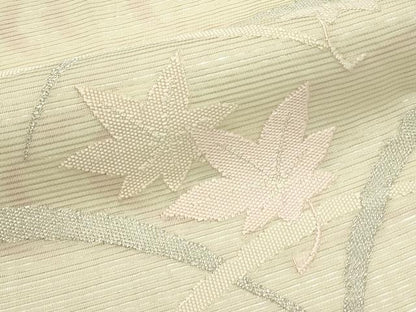 平和屋着物＊夏物　太鼓柄袋帯　芝草楓文　銀糸　正絹　逸品　CABK7136rv