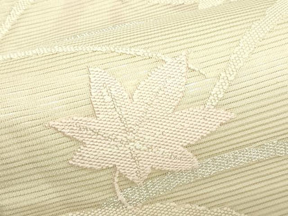 平和屋着物＊夏物　太鼓柄袋帯　芝草楓文　銀糸　正絹　逸品　CABK7136rv