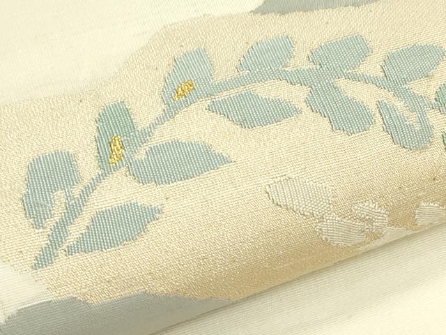 平和屋着物＊夏物　太鼓柄袋帯　紬地　草木文　金糸　正絹　逸品　CABK7138rv