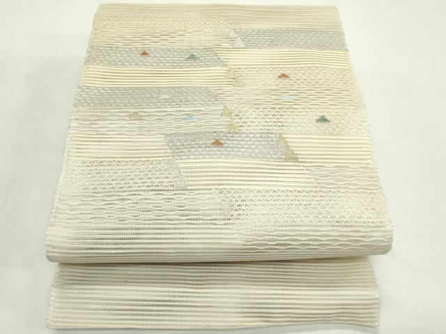 平和屋着物＊夏物　八寸名古屋帯　絽綴れ　横段文　金銀糸　正絹　逸品　CABK7141rv