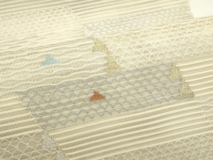 平和屋着物＊夏物　八寸名古屋帯　絽綴れ　横段文　金銀糸　正絹　逸品　CABK7141rv