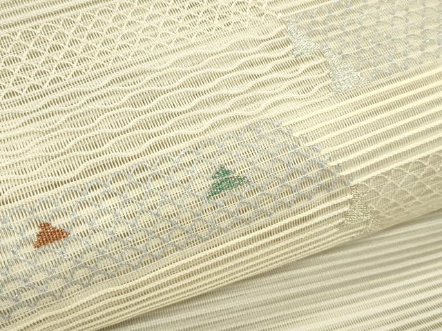 平和屋着物＊夏物　八寸名古屋帯　絽綴れ　横段文　金銀糸　正絹　逸品　CABK7141rv