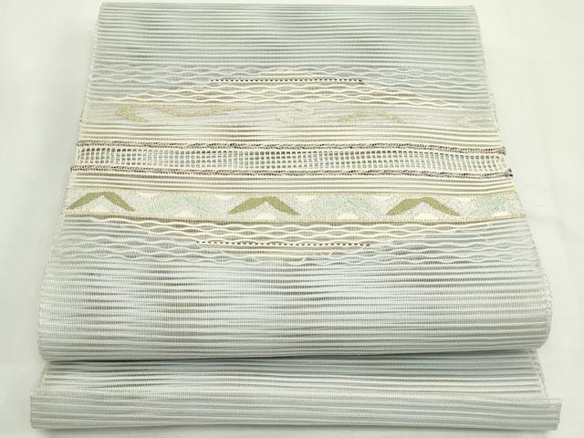 平和屋着物＊夏物　八寸名古屋帯　絽綴れ　横段文　金銀糸　正絹　逸品　CABK7142rv