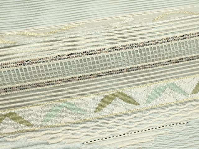平和屋着物＊夏物　八寸名古屋帯　絽綴れ　横段文　金銀糸　正絹　逸品　CABK7142rv