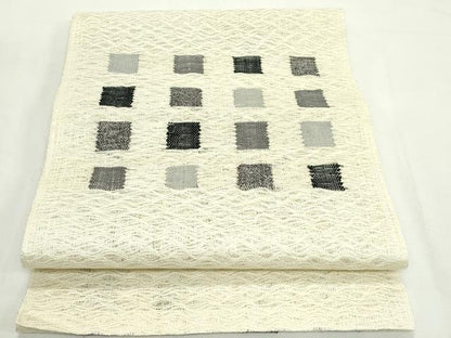 平和屋着物＊夏物　八寸名古屋帯　櫛織　色紙文様　正絹　逸品　未使用　CABK7144rv