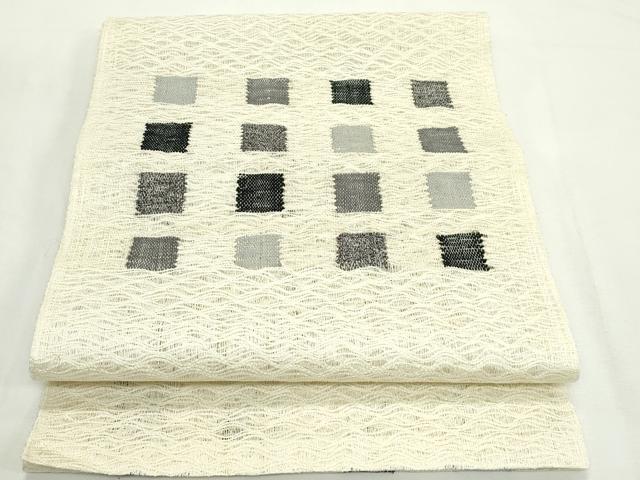 平和屋着物＊夏物　八寸名古屋帯　櫛織　色紙文様　正絹　逸品　未使用　CABK7144rv