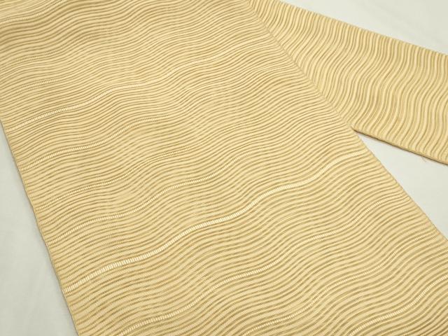 平和屋着物＊夏物　八寸名古屋帯　絽綴れ　よろけ縞　飴色　正絹　逸品　CABK7147rv