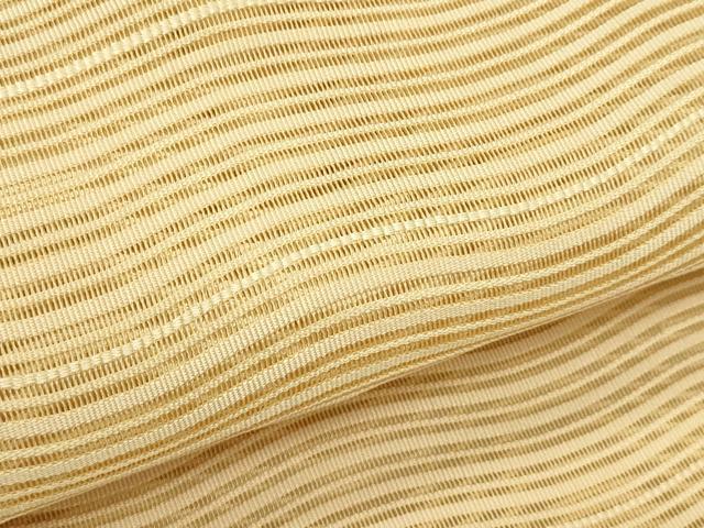 平和屋着物＊夏物　八寸名古屋帯　絽綴れ　よろけ縞　飴色　正絹　逸品　CABK7147rv