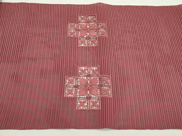 平和屋着物＊夏物　八寸名古屋帯　絽綴れ　ドロンワーク　紅檜皮色　正絹　逸品　CABK7148rv