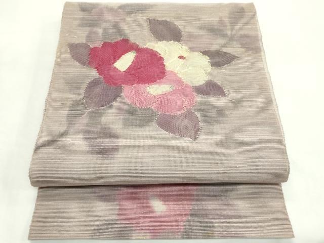 平和屋着物＊夏物　八寸名古屋帯　枝花文　正絹　逸品　CABK7150rv