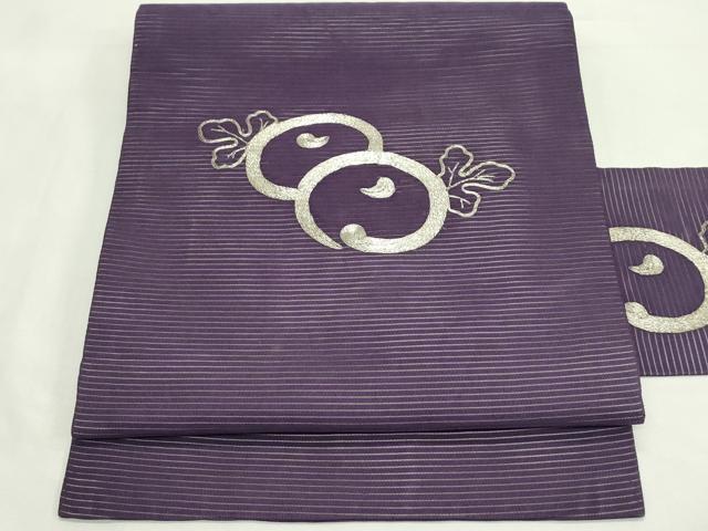 平和屋着物＊夏物　九寸名古屋帯　駒刺繍　菊　銀糸　正絹　逸品　CABK7156rv