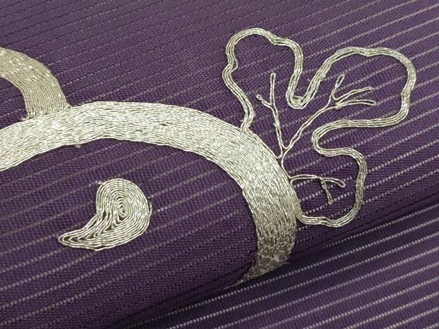 平和屋着物＊夏物　九寸名古屋帯　駒刺繍　菊　銀糸　正絹　逸品　CABK7156rv
