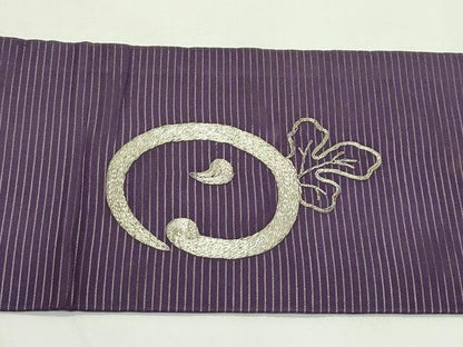 平和屋着物＊夏物　九寸名古屋帯　駒刺繍　菊　銀糸　正絹　逸品　CABK7156rv