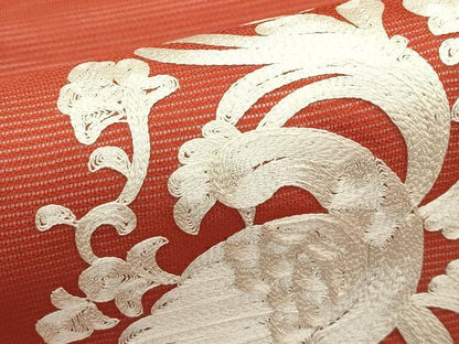 平和屋着物＊夏物　九寸名古屋帯　総刺繍　鳳凰花唐草文　正絹　逸品　未使用　CABK7157rv