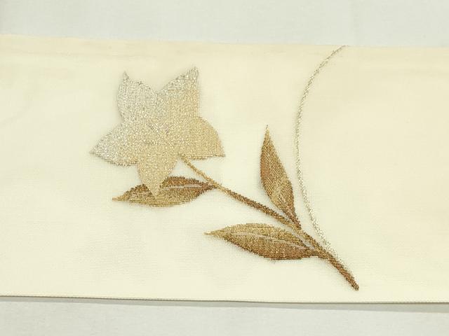 平和屋着物＊夏物　九寸名古屋帯　草花文　金銀糸　正絹　逸品　CABK7159rv