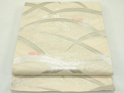 平和屋着物＊夏物　六通柄袋帯　露芝文　銀糸　正絹　逸品　CABK7161rv