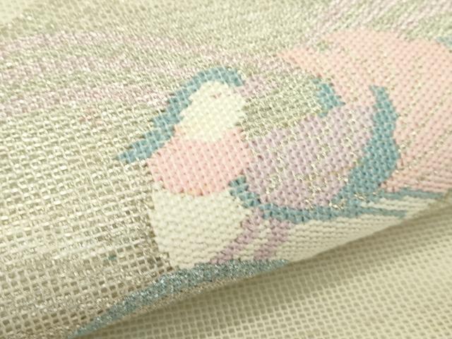 平和屋着物＊夏物　太鼓柄袋帯　立波鴛鴦文　銀糸　正絹　逸品　CABK7164rv