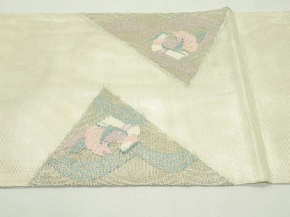 平和屋着物＊夏物　太鼓柄袋帯　立波鴛鴦文　銀糸　正絹　逸品　CABK7164rv