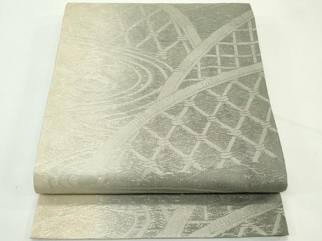 平和屋着物＊夏物　六通柄袋帯　流水籬文様　銀糸　正絹　逸品　CABK7167rv