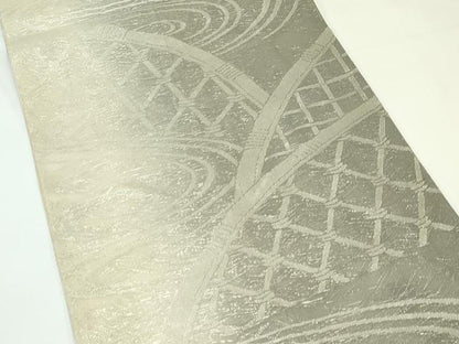 平和屋着物＊夏物　六通柄袋帯　流水籬文様　銀糸　正絹　逸品　CABK7167rv