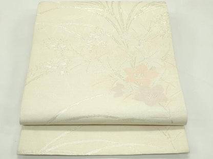 平和屋着物＊夏物　六通柄袋帯　秋草文　銀糸　正絹　逸品　未使用　CABK7169rv