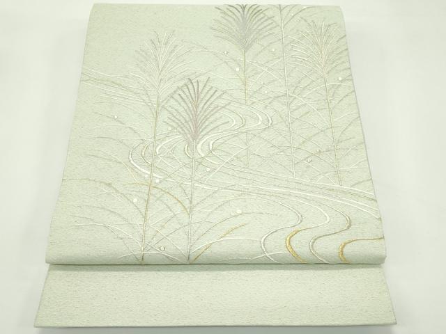 平和屋着物＊夏物　太鼓柄袋帯　総刺繍　流水草木文　金銀糸　正絹　逸品　CABK7170rv