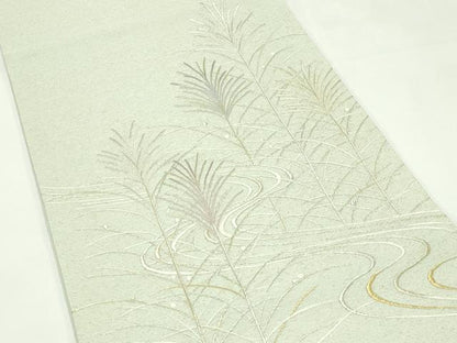 平和屋着物＊夏物　太鼓柄袋帯　総刺繍　流水草木文　金銀糸　正絹　逸品　CABK7170rv