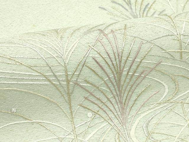 平和屋着物＊夏物　太鼓柄袋帯　総刺繍　流水草木文　金銀糸　正絹　逸品　CABK7170rv
