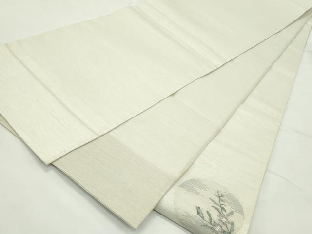 平和屋着物＊夏物　太鼓柄袋帯　すくい織　草花丸文　銀糸　正絹　逸品　未使用　CABK7177rv