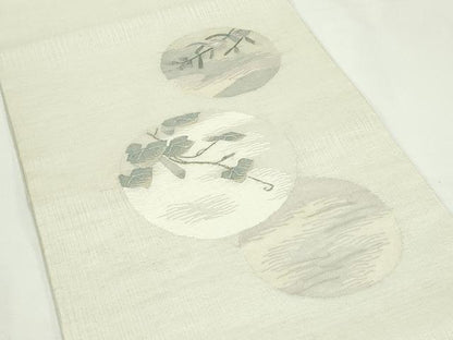平和屋着物＊夏物　太鼓柄袋帯　すくい織　草花丸文　銀糸　正絹　逸品　未使用　CABK7177rv