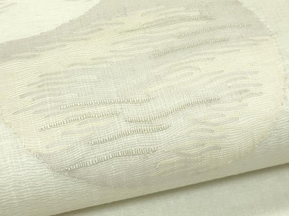 平和屋着物＊夏物　太鼓柄袋帯　すくい織　草花丸文　銀糸　正絹　逸品　未使用　CABK7177rv