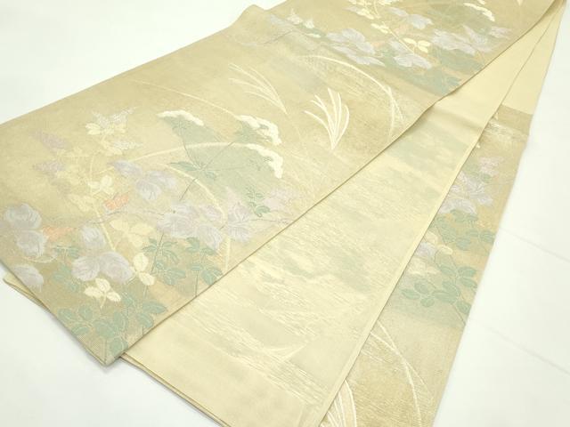 平和屋着物＊夏物　西陣　じゅらく謹製　六通柄袋帯　秋草文　金銀糸　正絹　逸品　CABK7180rv